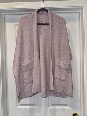 NWOT AERIE Women’s Open-Front Ribbed Cardigan Sweater - Light Mauve-oversized